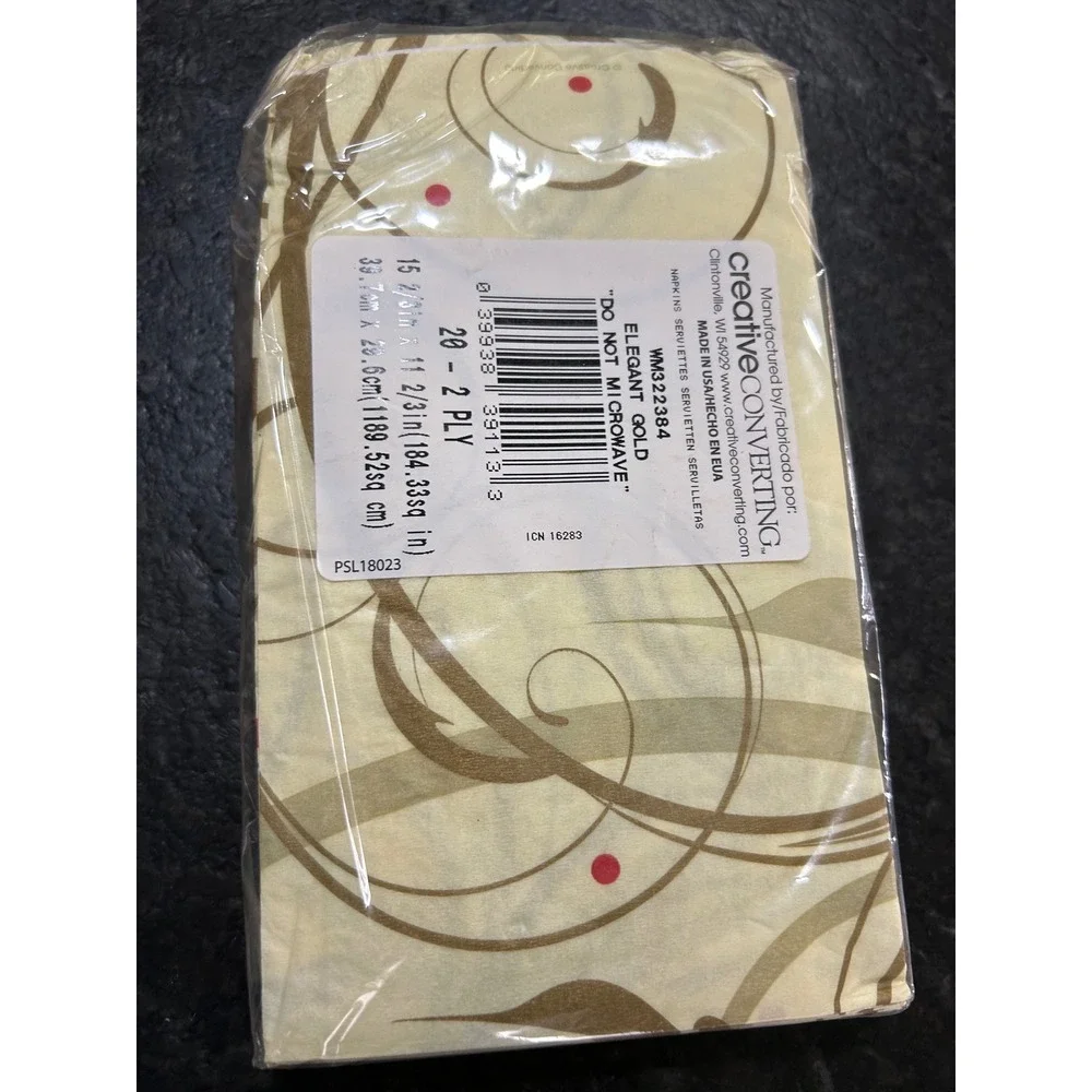 Creative Converting Elegant Gold Guest Towels Napkins 20ct 2-Ply WM322384 USA